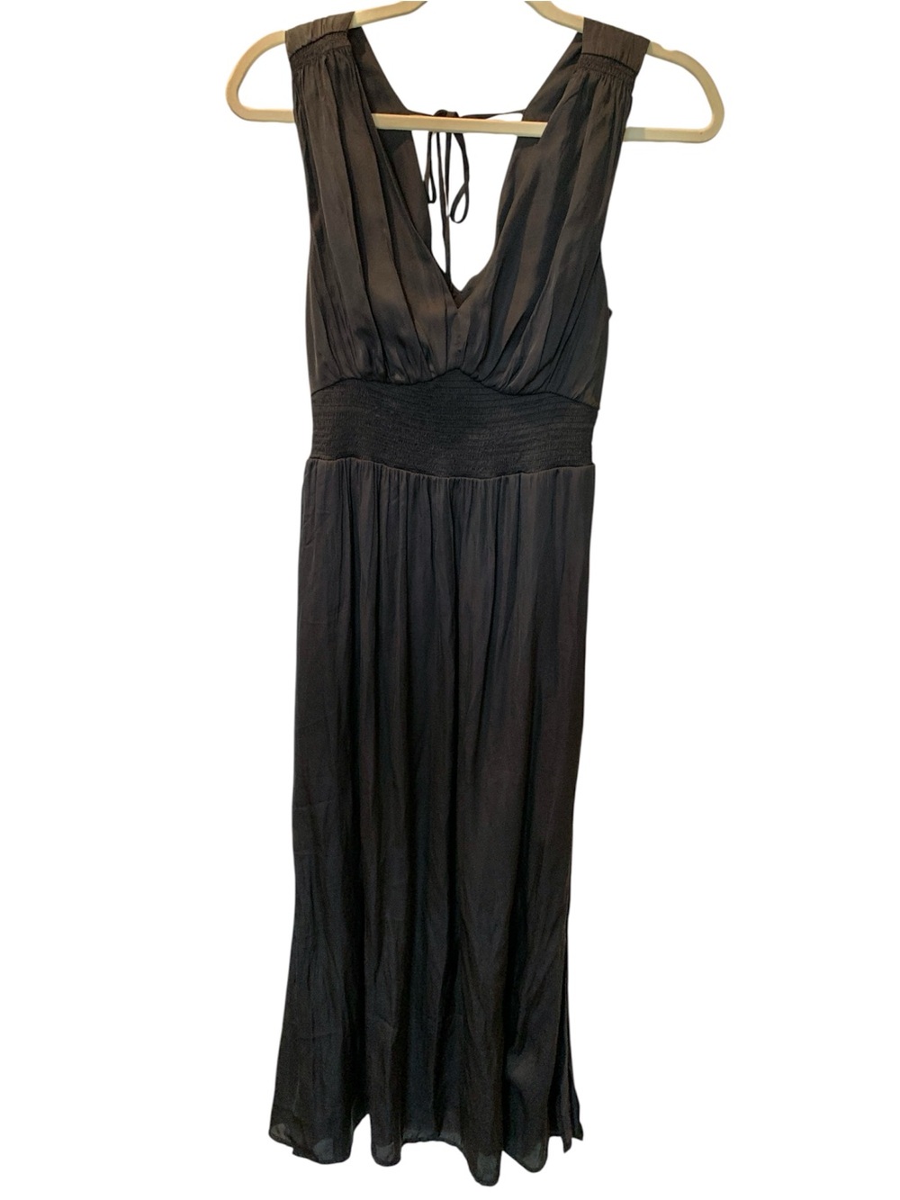 OLD NAVY Women’s Black Tank Top V-neck Tie Dress Midi Small